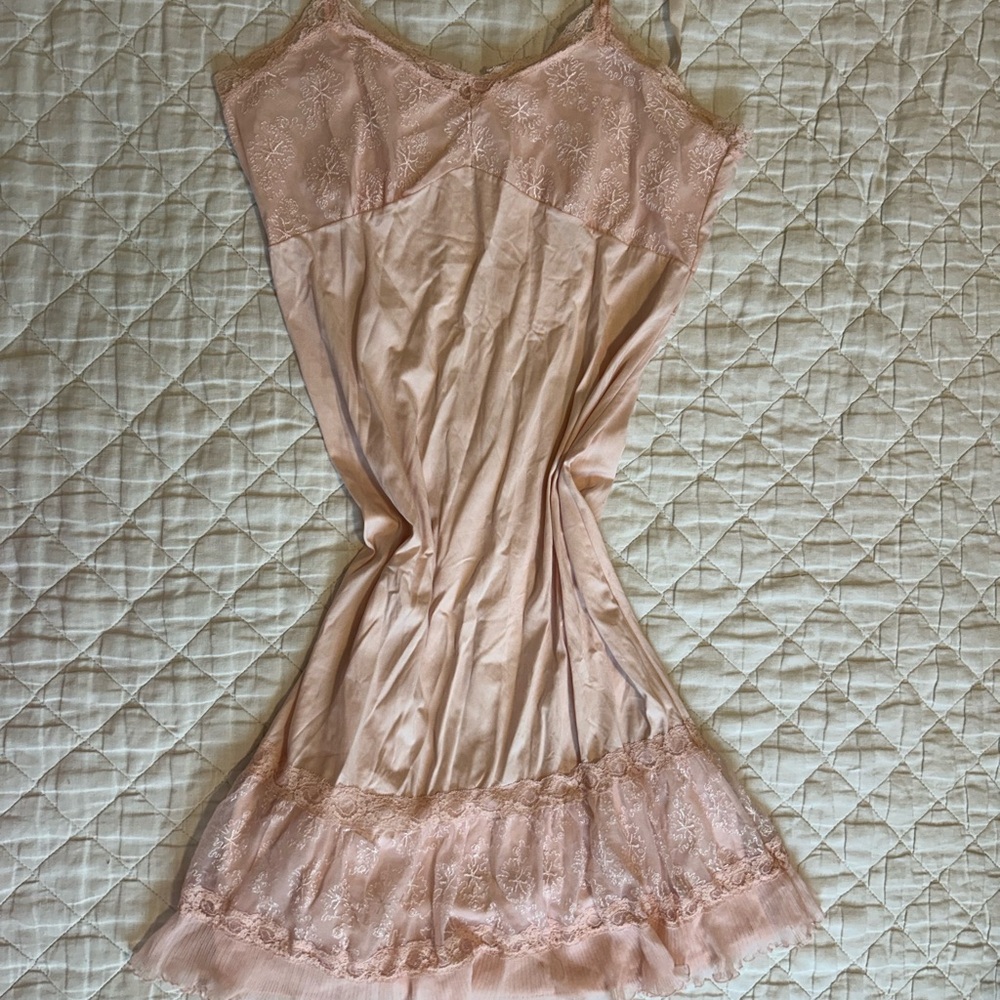 Vintage Canada made 1960s Elegant Pink Lace Slip Dress